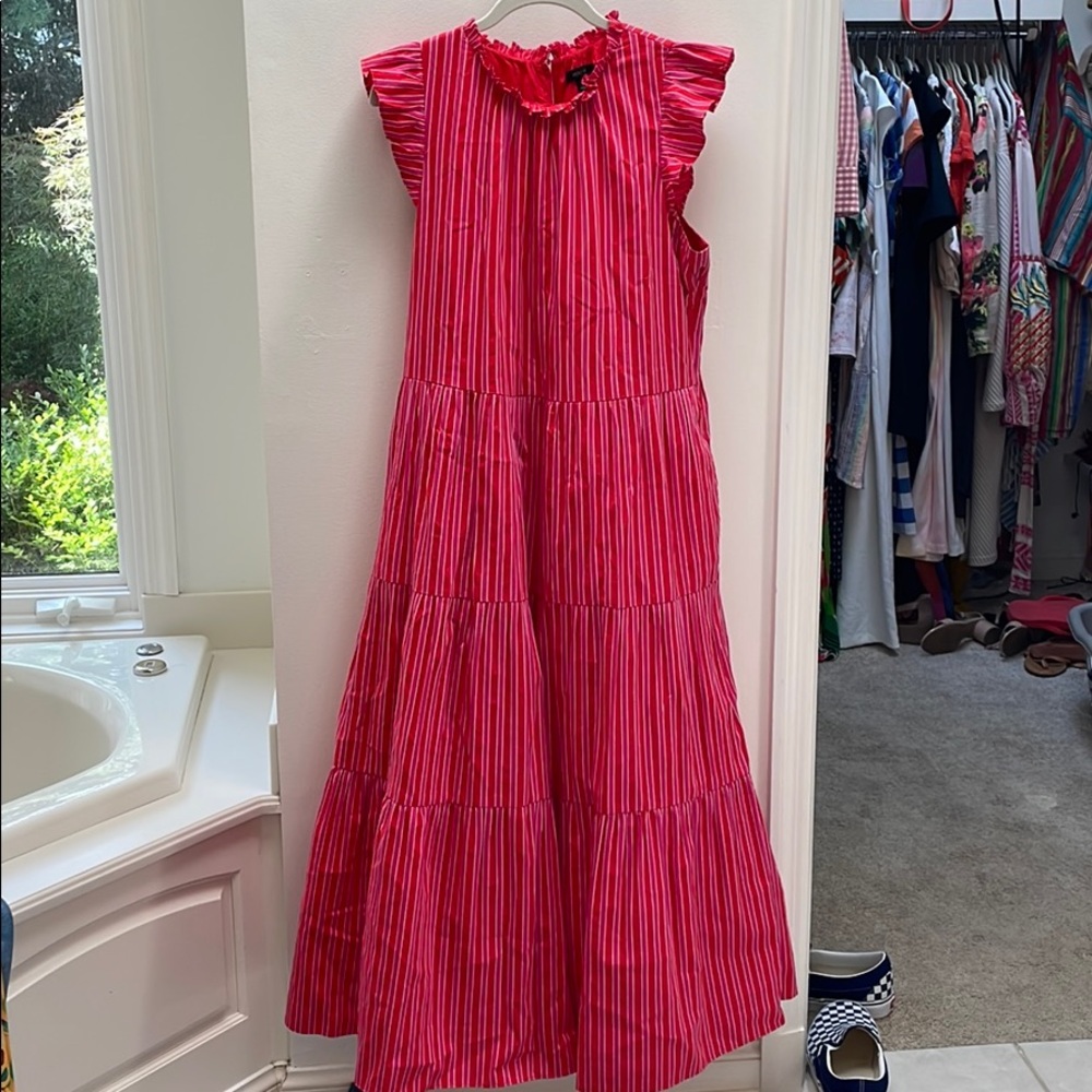 J. Crew candy stripe midi dress- large tall